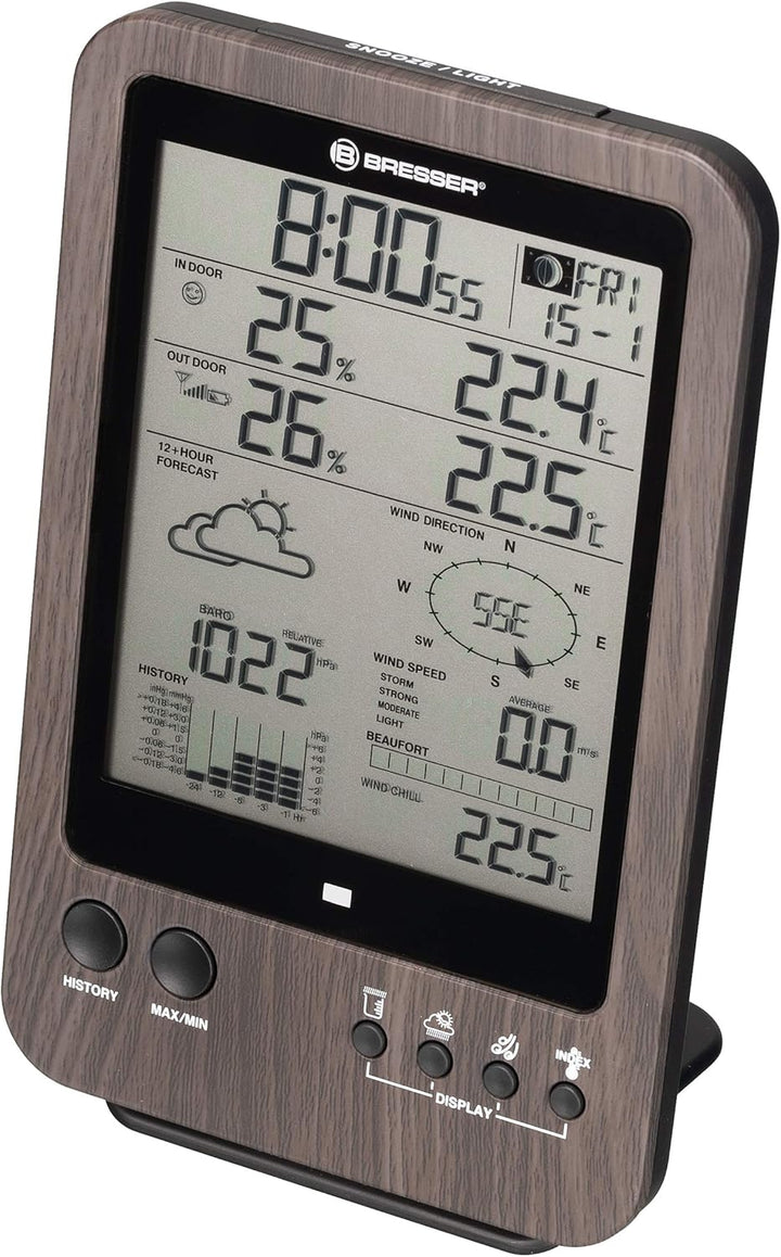 Bresser zusätzliche Basisstation für 7002513 Funk Wetterstation 5-in-1-Wetter-Center, Holzoptik, Hol