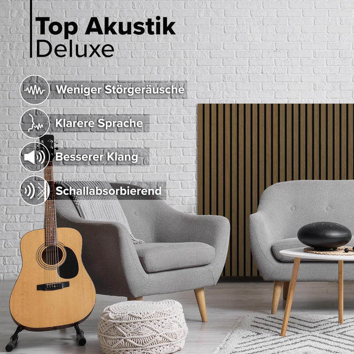 HEXIM Akustikpaneele 2 Stück 140x30cm Holz Grande - Wandpaneele Platten Lamellen Holzpaneele Echthol