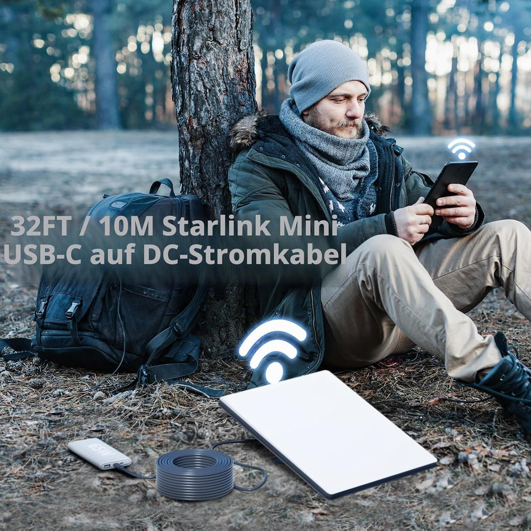 DuHeSin Starlink Mini-Kabel, 10 m, Starlink Mini-USB-C-auf-DC-Netzkabel, 100 W Eingang, wasserdichte