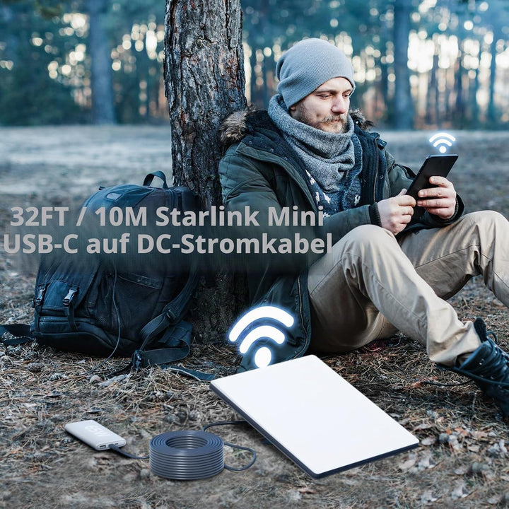 DuHeSin Starlink Mini-Kabel, 10 m, Starlink Mini-USB-C-auf-DC-Netzkabel, 100 W Eingang, wasserdichte