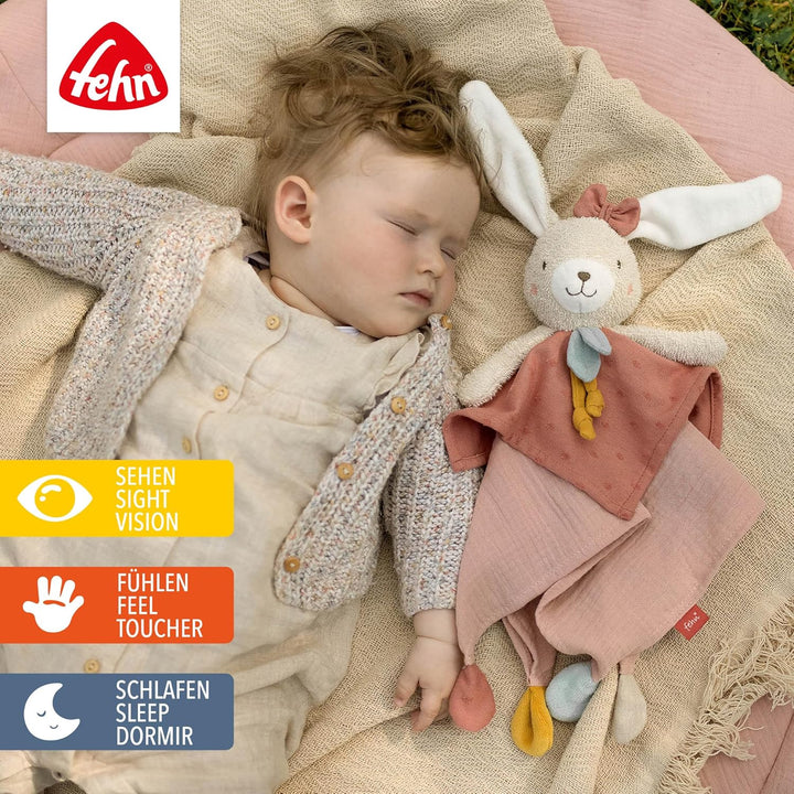 Fehn Schmusetuch Hase fehnNATUR - Spielkamerad & Stofftier-Schnuffeltuch mit Baumwolle aus kontrolli
