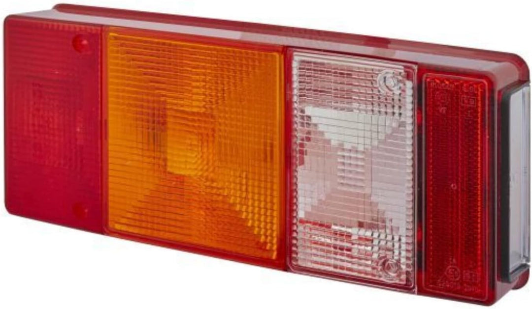 HELLA - Heckleuchte - Glühlampe - 12V - Anbau - Lichtscheibenfarbe: rot/gelb - Stecker: Flachstecker