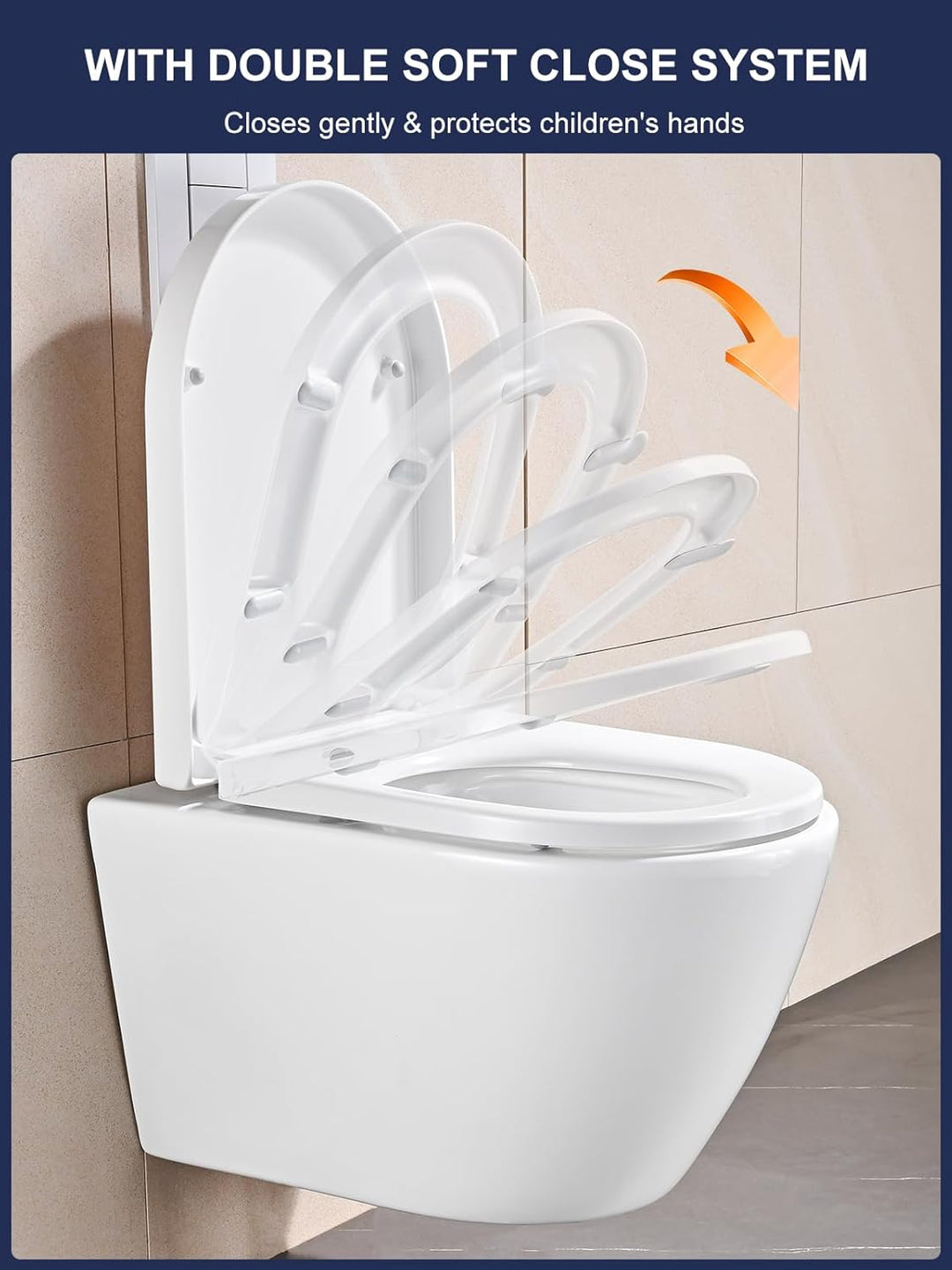 Toilettendeckel mit Absenkautomatik D-Form [LANG],YEAUPE PRO WC Sitz mit Puller Lid, Toilettensitz m