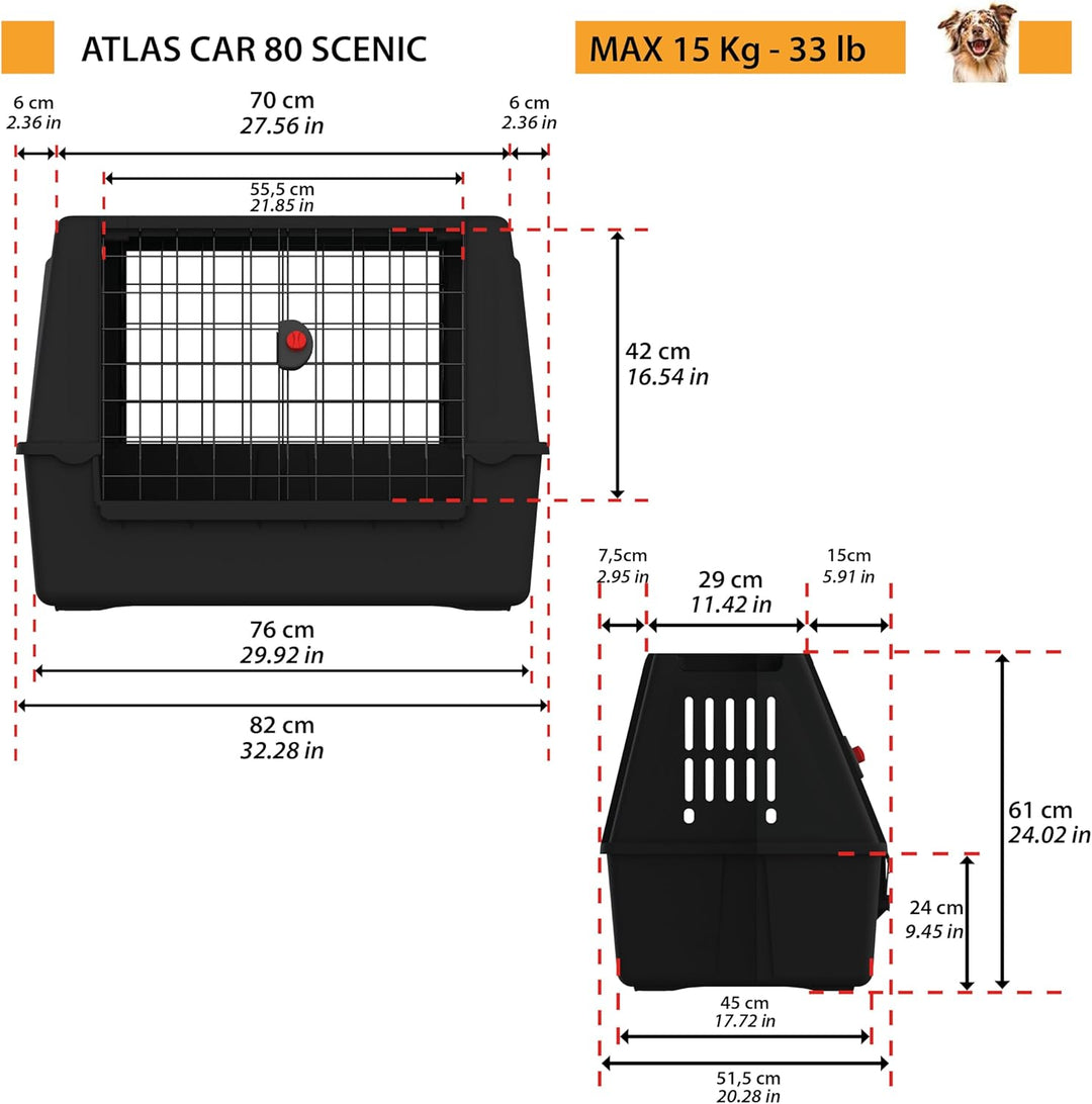 Ferplast Trasportino per Cani da Auto ATLAS CAR 80 SCENIC Trasporto Cani Auto con Agganci di Sicurez