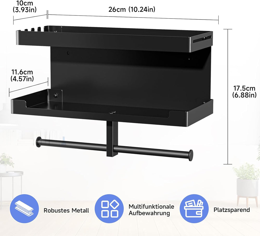 Hundegarderobe mit Ablage, Hundeleinen Halterung Wand, Schwarz Wandhalter für Hundeleine, Metall Hun