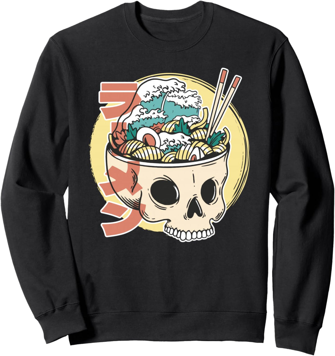 Ramen Wave Skull Bowl Japanese Noodles Udon Ramen Sweatshirt