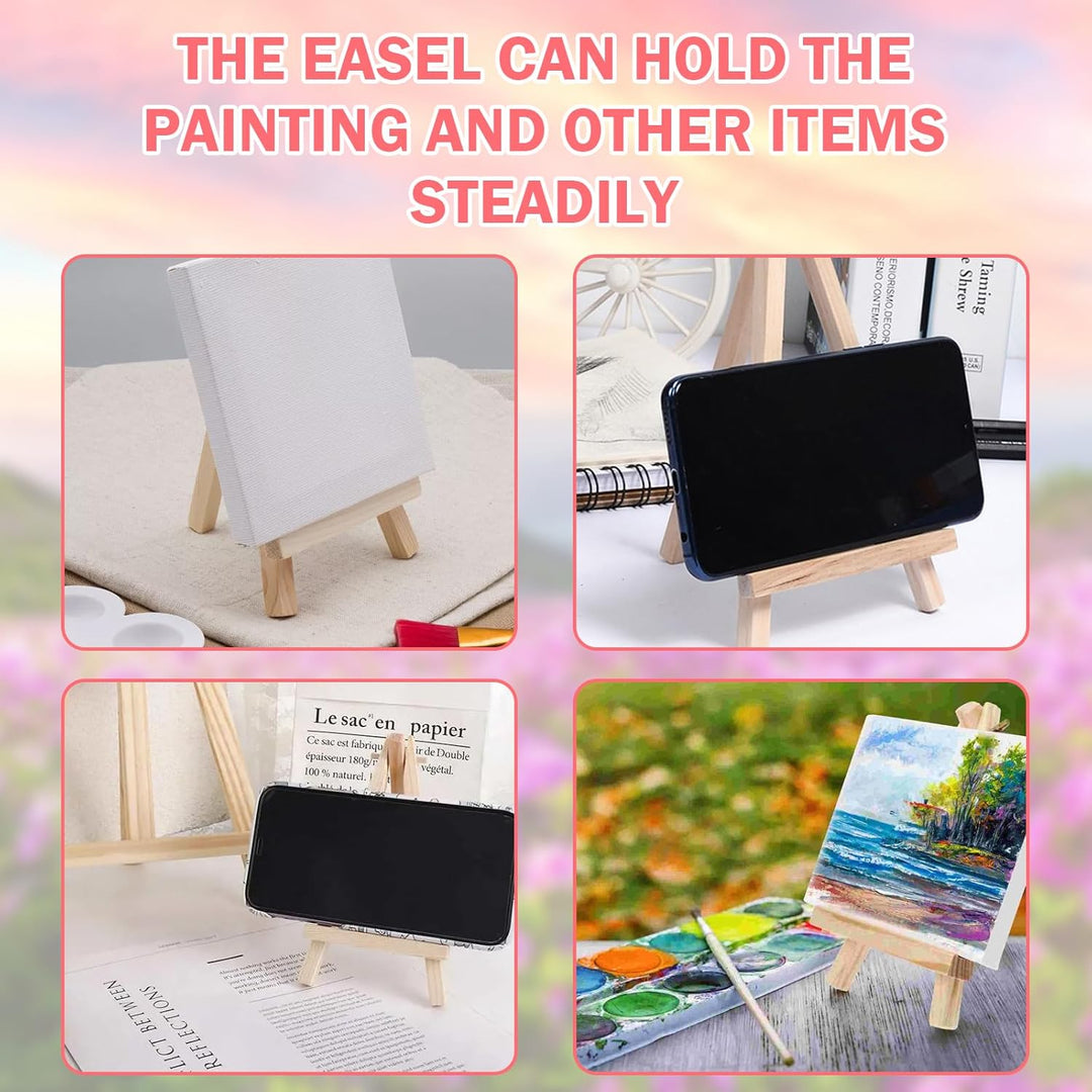 12 Stück Mini Staffelei mit Leinwand 10 x 10 cm Mini Staffelei handbemalte DIY Kreationstafel Tisch