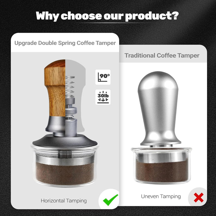 Tamper 58mm, 30lbs Druckregulierend Calibrated Espresso Tamper, Federbelastet Anpressdruck Kaffee Ta