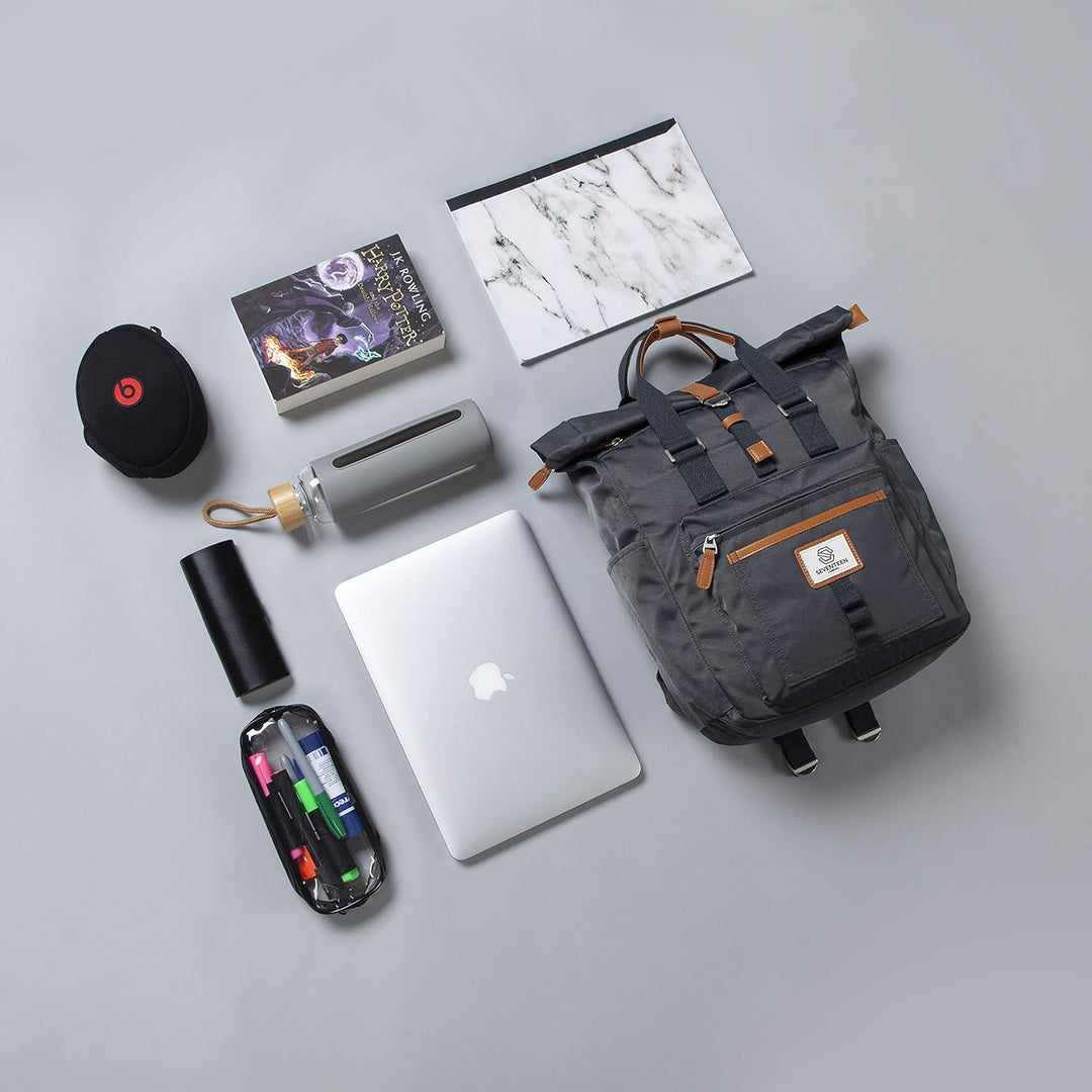 SEVENTEEN LONDON – Moderner und stilvoller ‘Canary Wharf’ Rucksack mit einem klassischen gefalteten