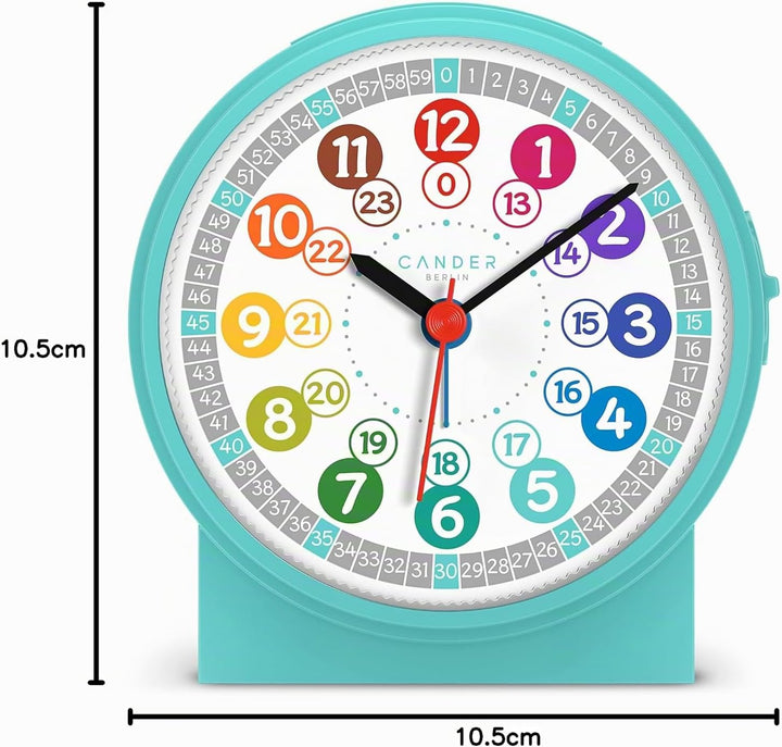 Cander Berlin MNU 1009 T Kinderwecker Wecker Kinder lautlos türkis geräuschlos Licht Snooze Tischuhr