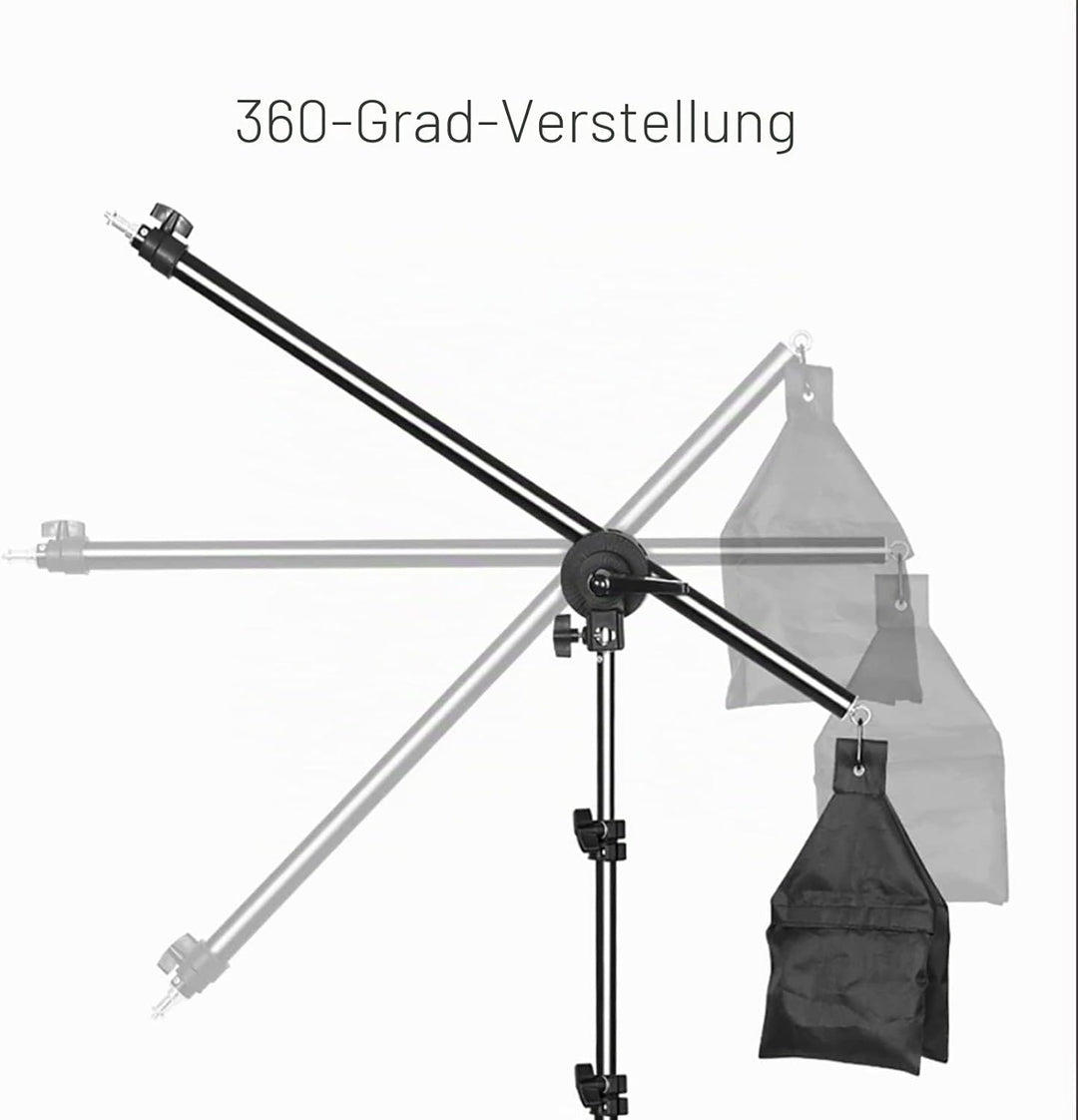 Andoer Softbox-Beleuchtungs-Set mit 3 Softboxen, 50 x 70 cm, 3 LEDs, 135 W, 3 Lichthalterungen, 2 m,