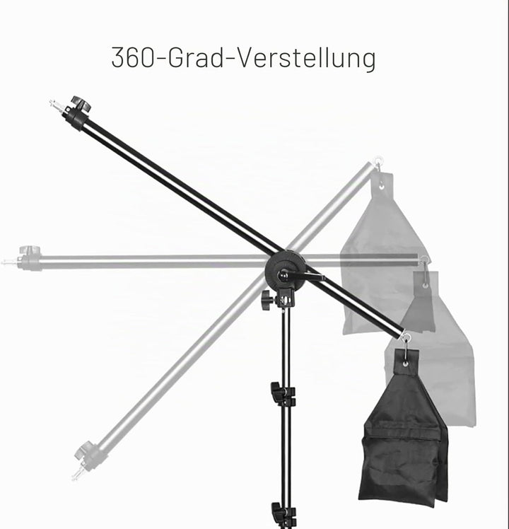 Andoer Softbox-Beleuchtungs-Set mit 3 Softboxen, 50 x 70 cm, 3 LEDs, 135 W, 3 Lichthalterungen, 2 m,