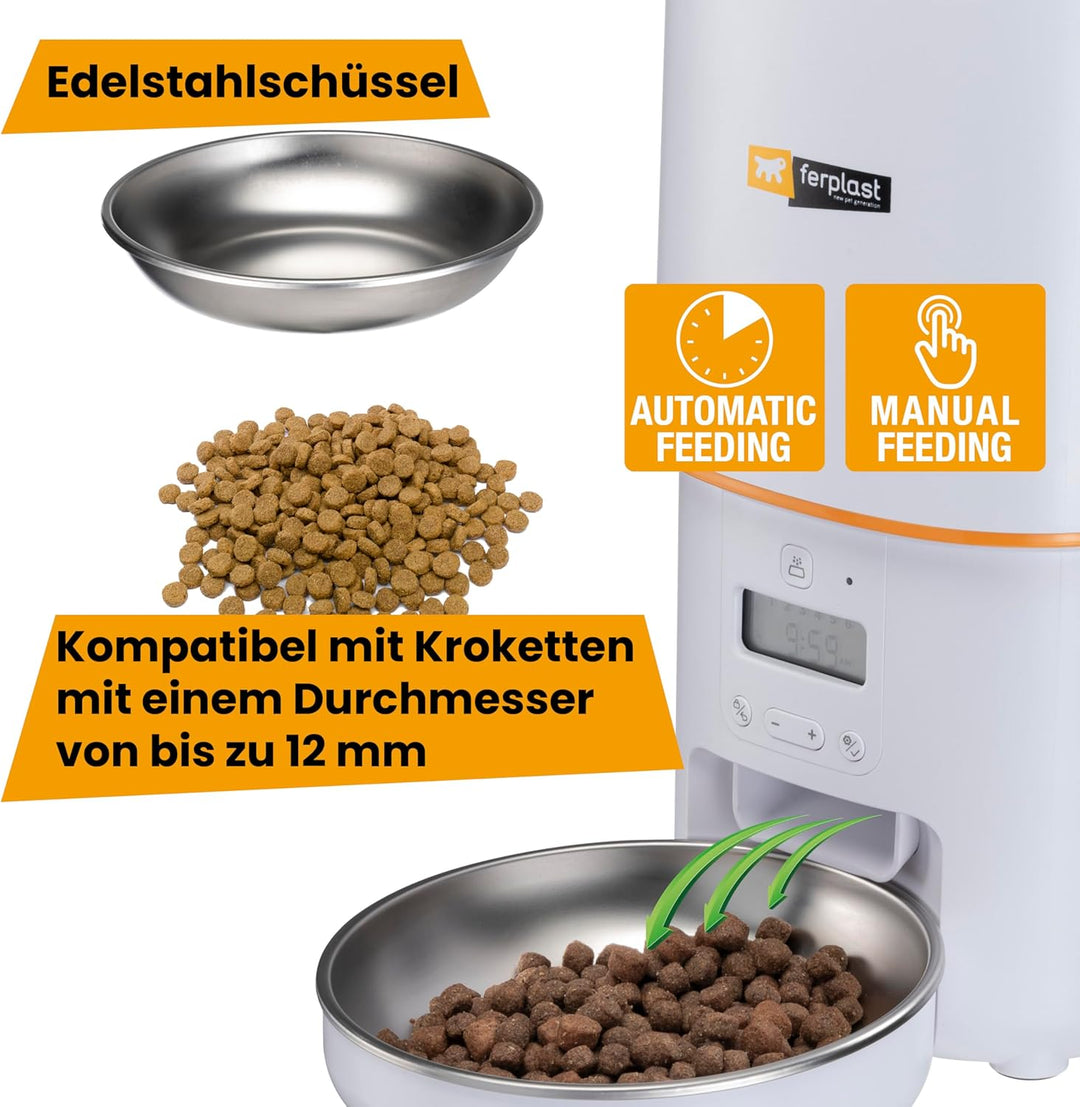 Ferplast Futterautomat Katze Risto PET, Automatischer Futterspender Katze, Programmierbar, 4-Liter K