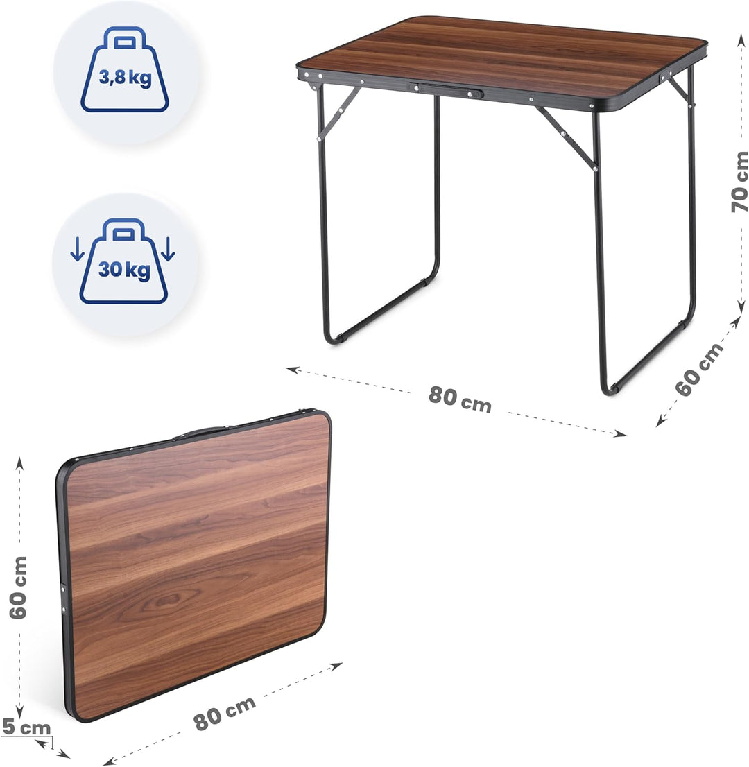 Outtec Campingtisch Klapptisch Reisetisch - 80x60x70 cm - Zusammenklappbar Gartentisch aus Alu und T