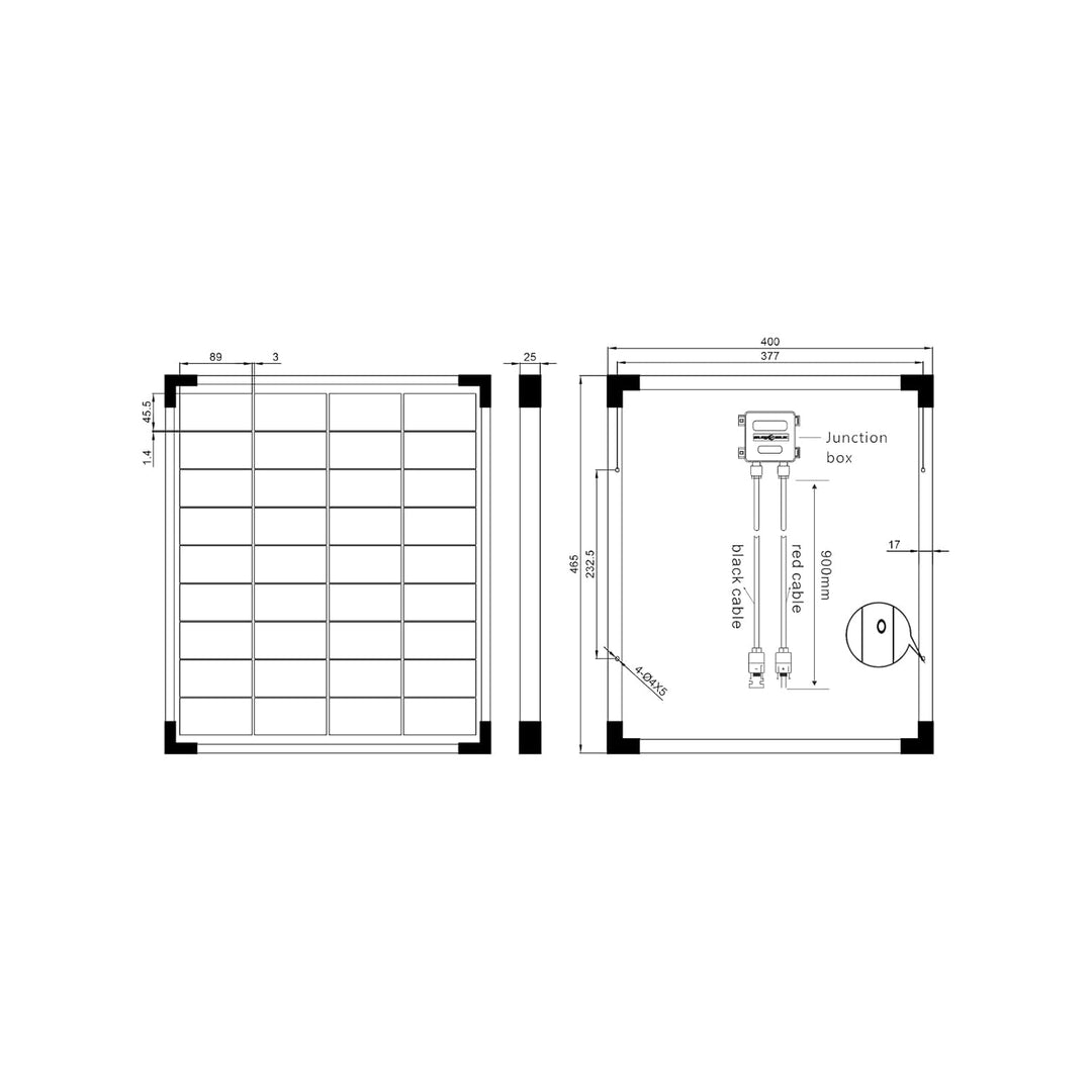 enjoy solar® 30W 12V Monokristallines Solarmodul, 182mm Solarzellen 10 Busbars Solarpanel ideal für