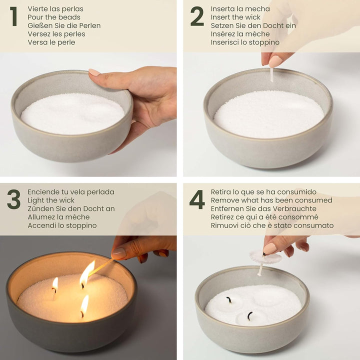 CANDELISS Kerzensand mit Docht Set in luxuriöser Metalldose. Kerzen sand perlenkerzen Pearled candle