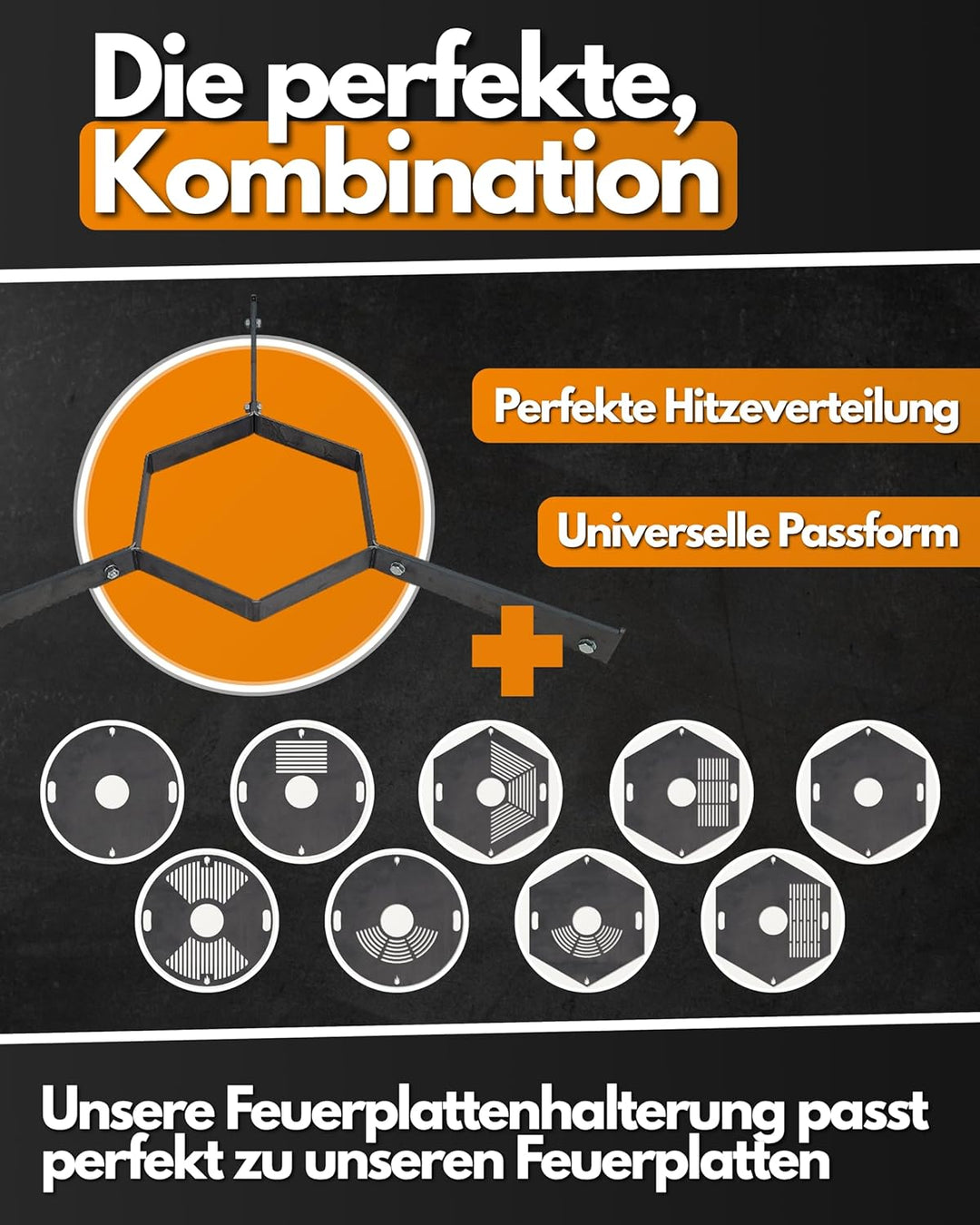 Feuerfest 123 - Abstandshalter Feuerplatte [Ø 100 cm] - Für Feuertonnen, Kugelgrills & Feuerschalen