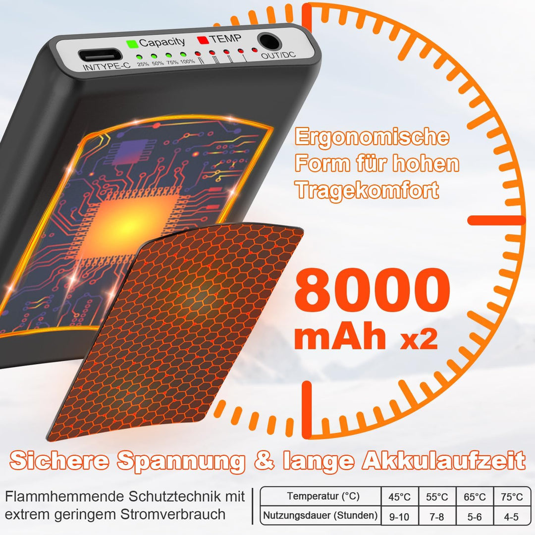 Beheizbare Socken Beheizte Socken,Heizsocken Skisocken 8000 mAh Wiederaufladbare Warme Socken Fusswä