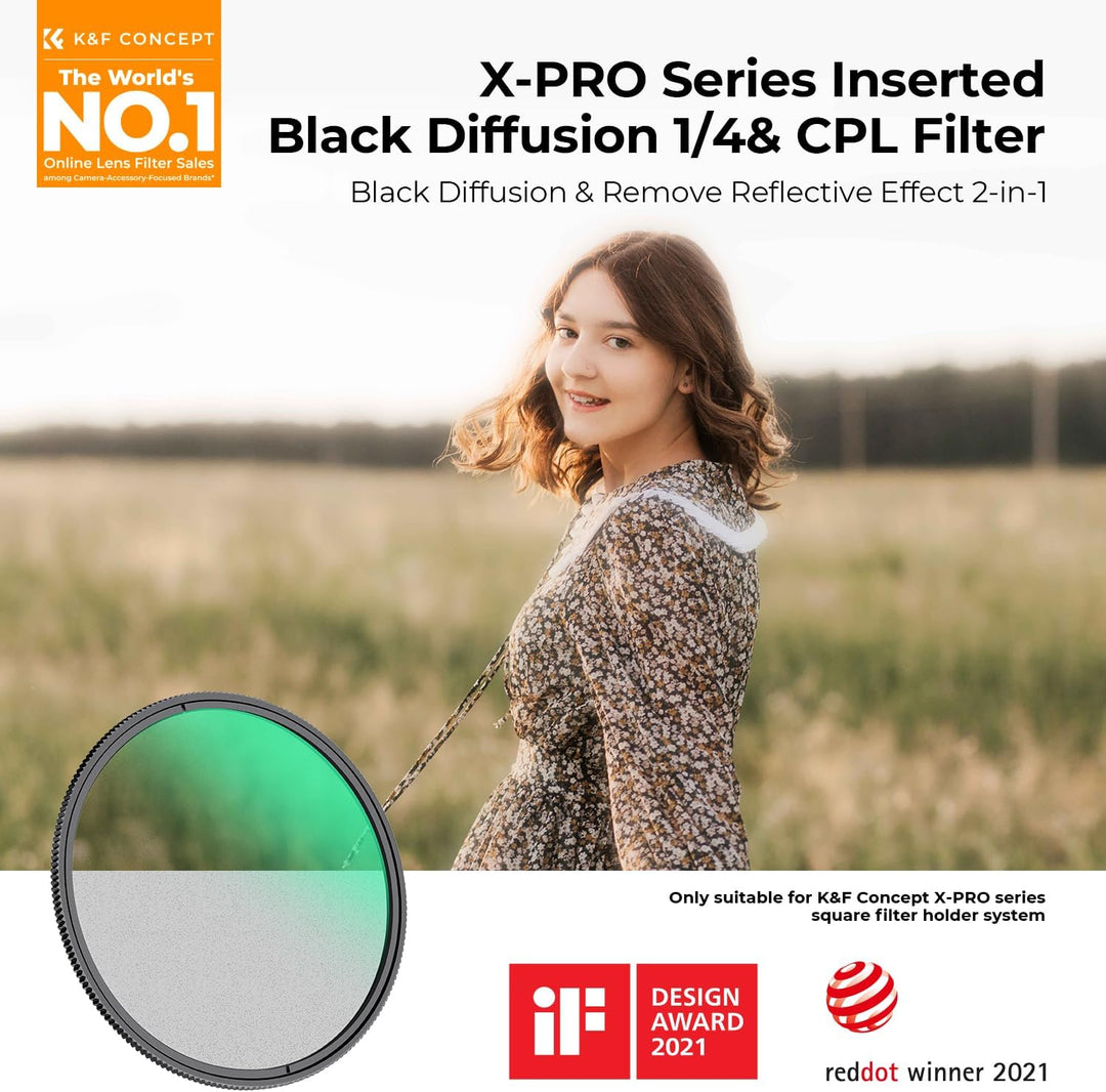 K&F Concept Nano X-PRO Serie 95mm Black Mist1/4 & Polfilter mit Aufbewahrungstasche für Rechteck-Fil