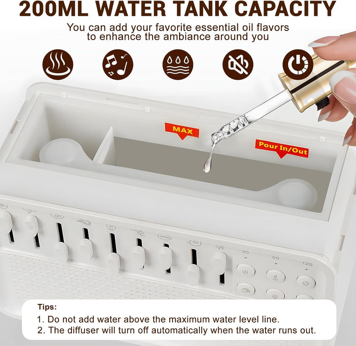 4-in-1 White Noise Machine, Weisses Rauschen Humidifier mit 8 Naturgeräusche, Sleep Sound Box mit Bl