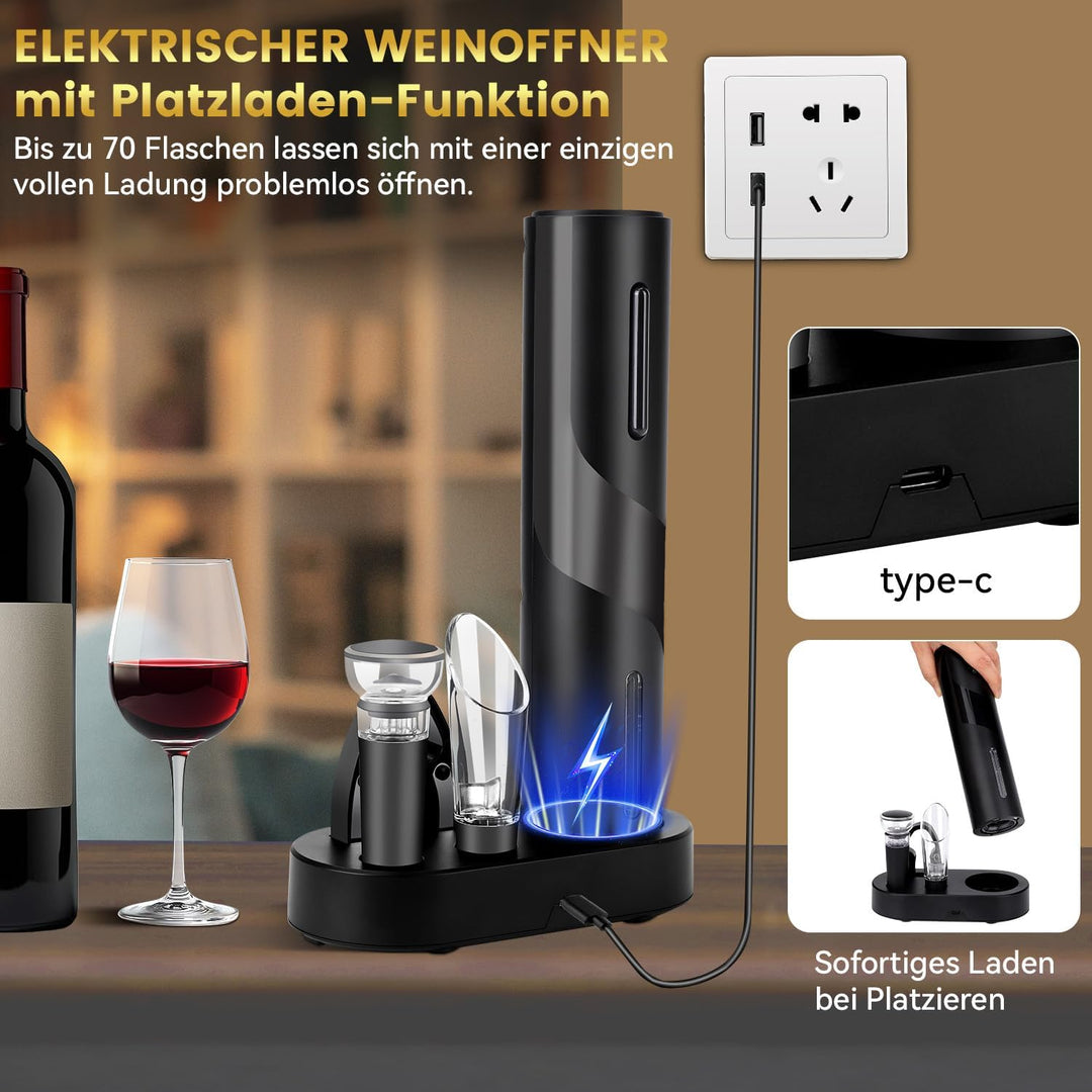 Hotec Korkenzieher Elektrisch, Weinflaschenöffner Set, Automatischer Flaschenöffner, Geschenkidee We