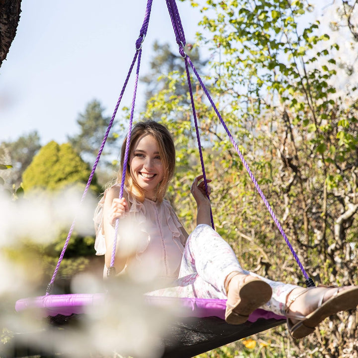 Relaxdays Unisex – Erwachsene, lila Nestschaukel, Outdoor Schaukel für Kinder & Erwachsene, Ø 110 cm