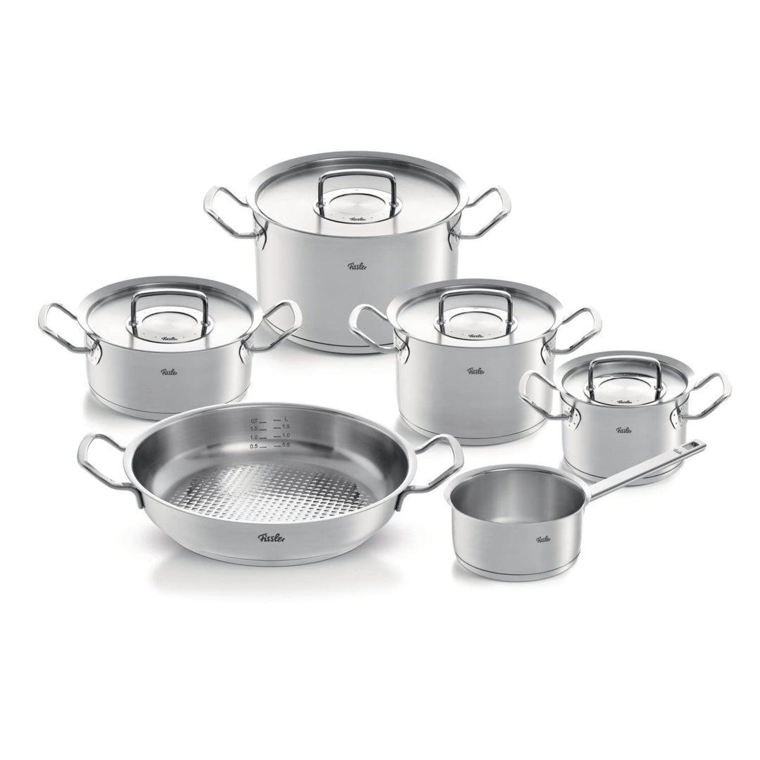 Fissler original-profi collection/Edelstahl-Topfset + Gratis Servierpfanne, 5-teilig, Töpfe mit Meta