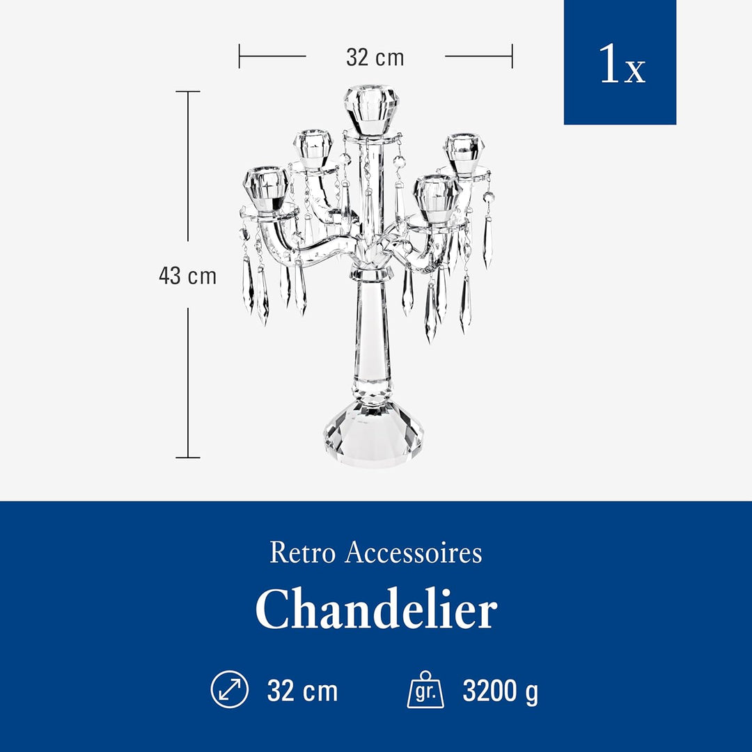 Villeroy und Boch Retro Accessories Leuchter, 5-armig, 43 cm, Glas, Klar 430mm, 430mm