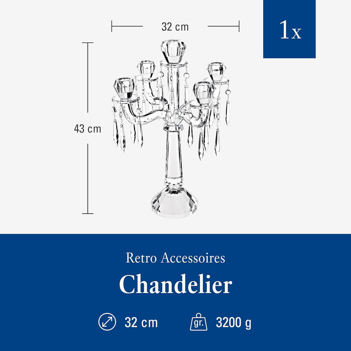 Villeroy und Boch Retro Accessories Leuchter, 5-armig, 43 cm, Glas, Klar 430mm, 430mm