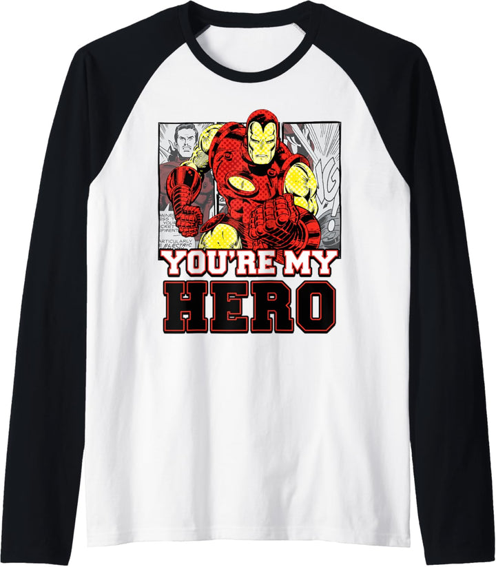 Marvel Avengers Iron Man You're My Hero Comic Panels Raglan