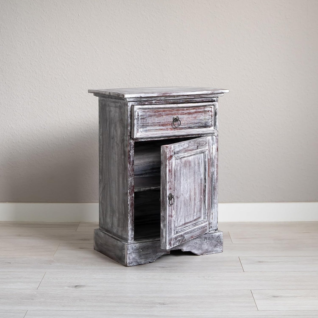 livasia Balinesischer Nachttisch – 45x30x60cm – Vintage Kommode, Wohnzimmer Kommode im Landhausstil
