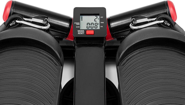 Hop-Sport Stepper mit Haltegriffen - Kompakter Swing Stepper für Zuhause, Fitnessgerät mit LCD-Displ