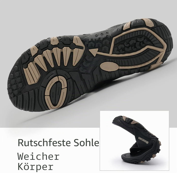 WateLves Herren Flip Flops Zehentrenner Leder mit Arch Support Sandalen Weich Leder Stoff Badelatsch