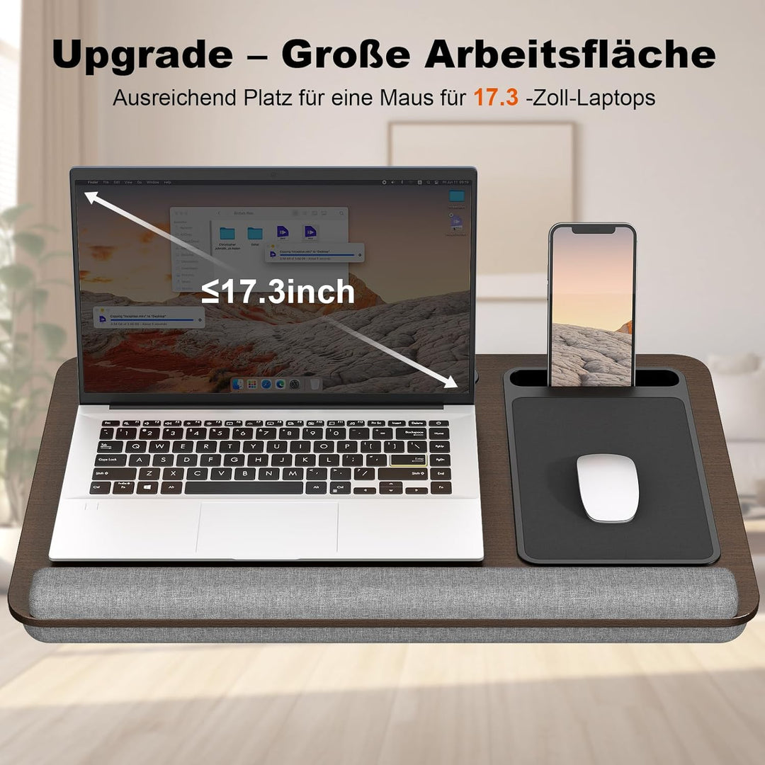 PUTORSEN Laptopkissen für Bett mit Kissen, Laptop Ständer Mausunterlage Passen bis zu 17,3 Zoll Note