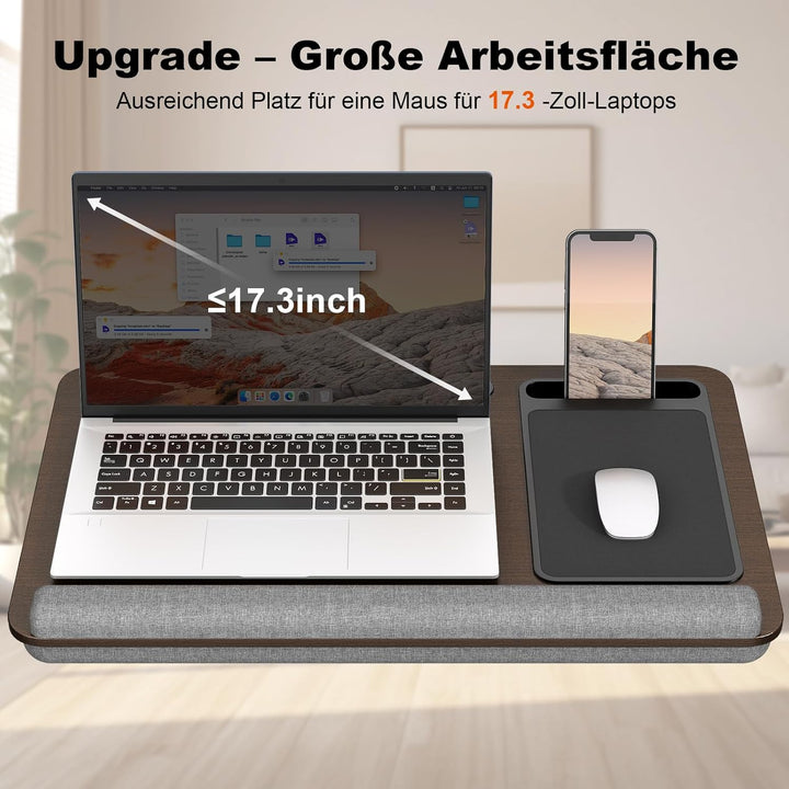 PUTORSEN Laptopkissen für Bett mit Kissen, Laptop Ständer Mausunterlage Passen bis zu 17,3 Zoll Note