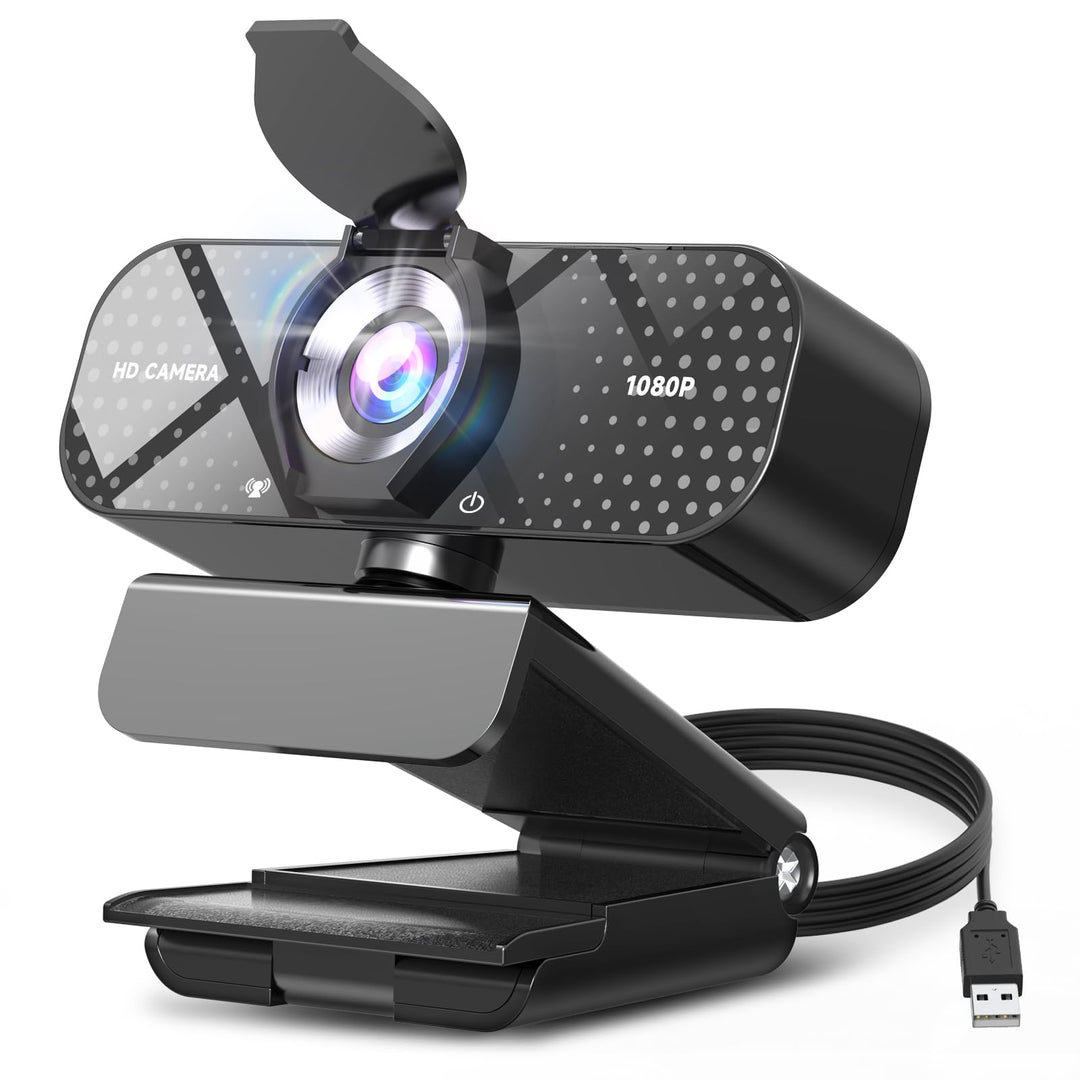 TRAUSI Full-HD-Webcam mit 1080p, Weitwinkelobjektiv & geräuschunterdrückendem Mikrofon, automatische