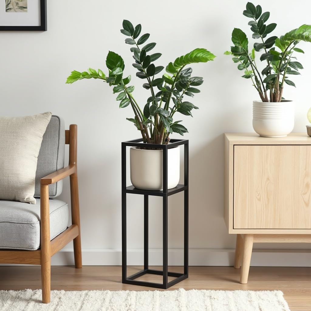 Blumenständer - Pflanzenständer aus Metall - 21x21x70cm - für Wohnzimmer, Küche, Büro - Loft, Indust