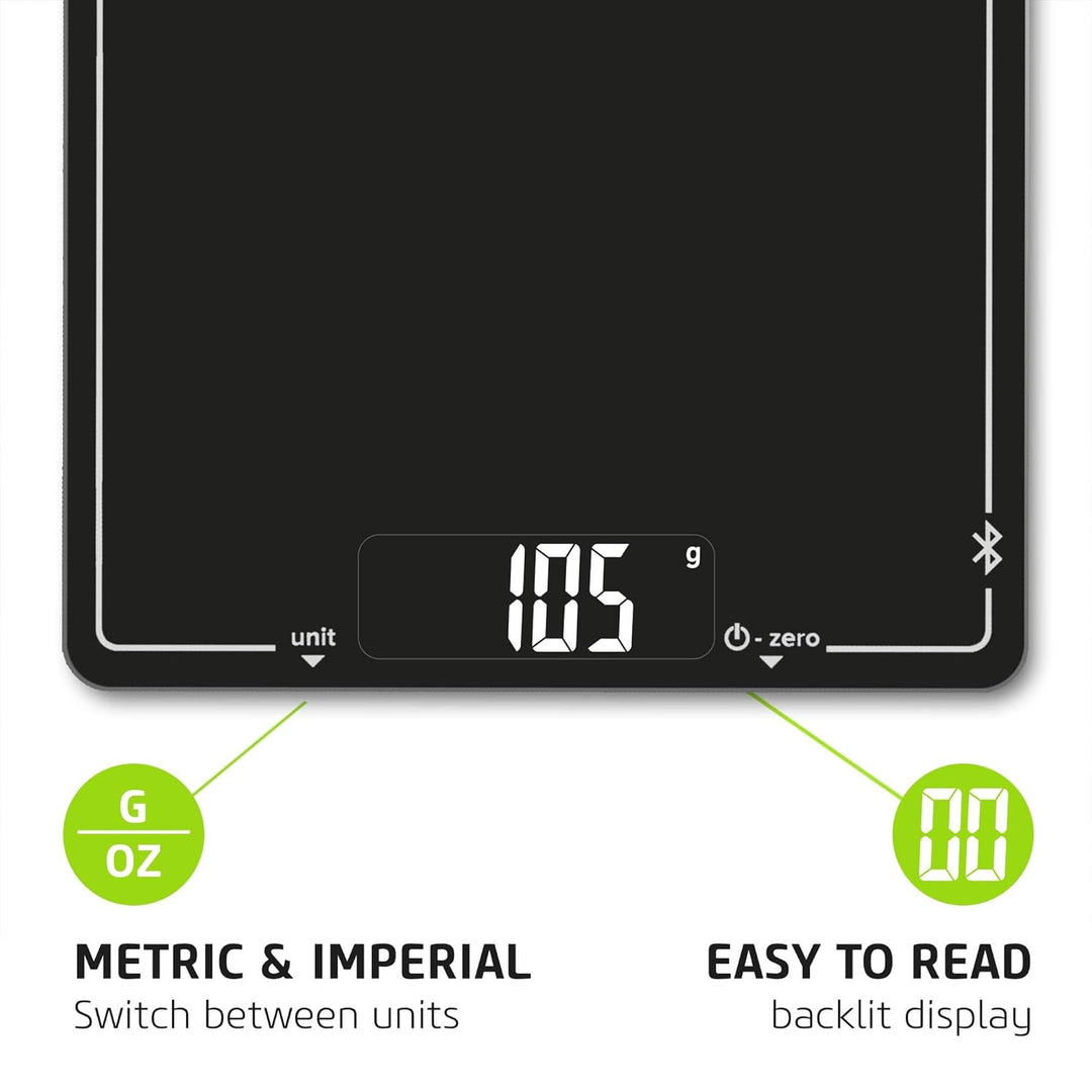 Salter 1193 BKDRUP Pro Bluetooth-Küchenwaage, Verbindung zur Salter Cook App, ultraflache Glasplattf