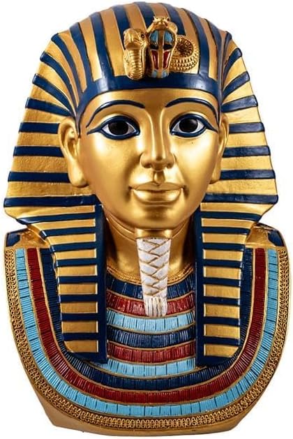 DRW Figur Büste Tutanchamon Ägyptischer König Golden aus Harz handbemalt 18x14x26cm