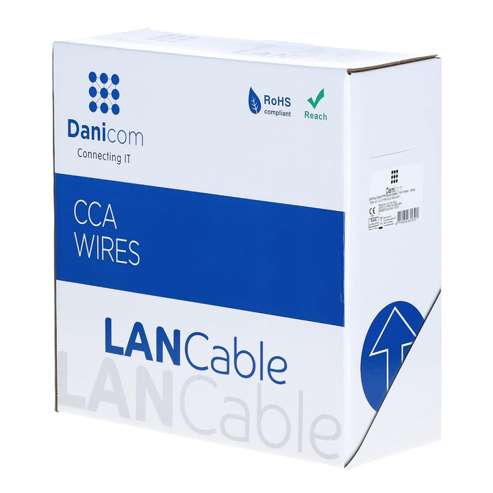 Danicom CAT5e Netzwerkkabel - SF/UTP - AWG 26/7 (Flexibel) - 100 Meter - Grau - CCA, POE, Ethernet,