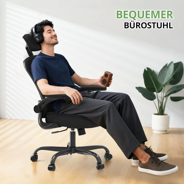 Synorla Schreibtischstuhl Bürostuhl Ergonomisch mit 150 KG Tragkraft, Ergonomischer Bürostuhl mit St