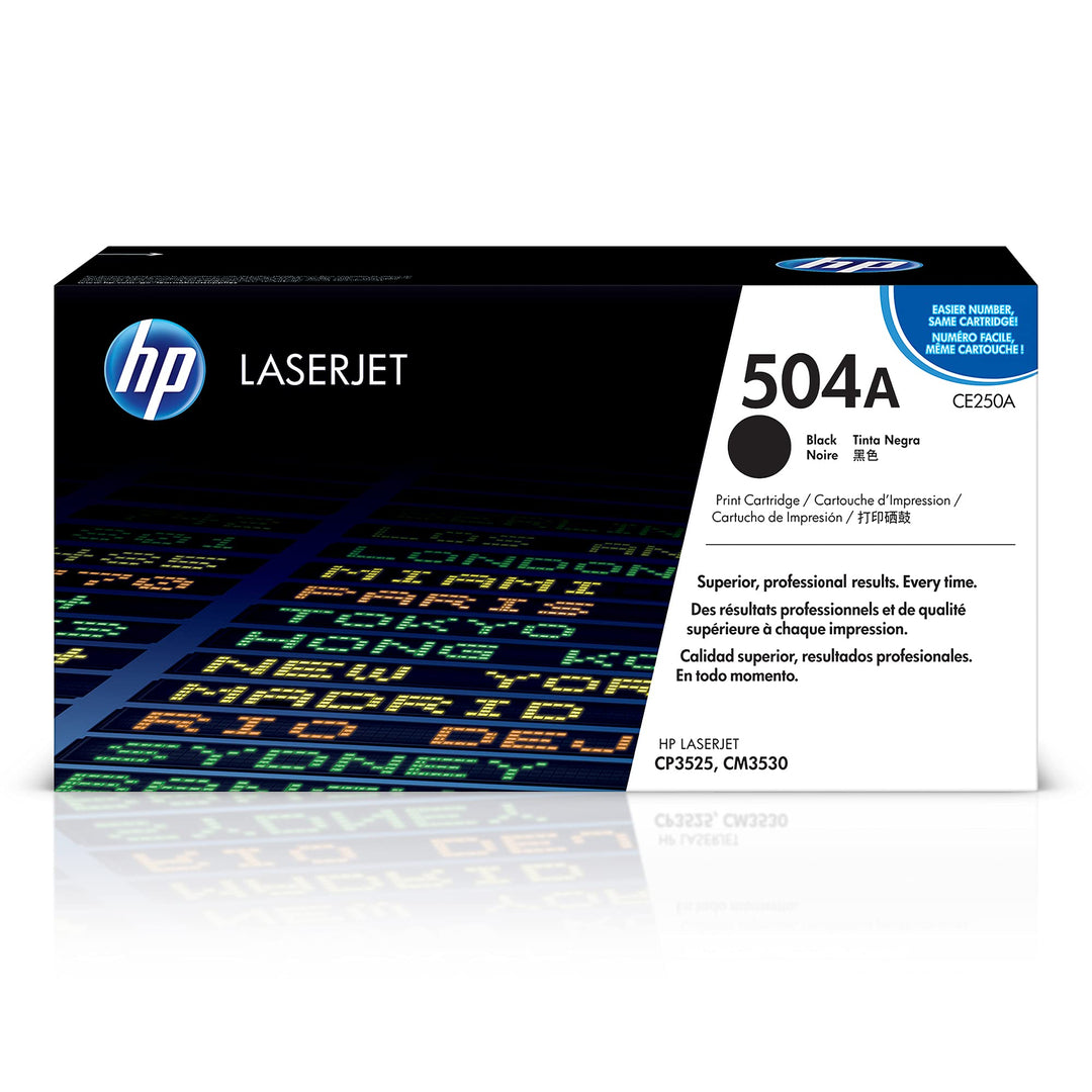 HP 504A (CE250A) Schwarz Original Toner für HP Color Laserjet CP3525, HP Color Laserjet CM3530 Schwa