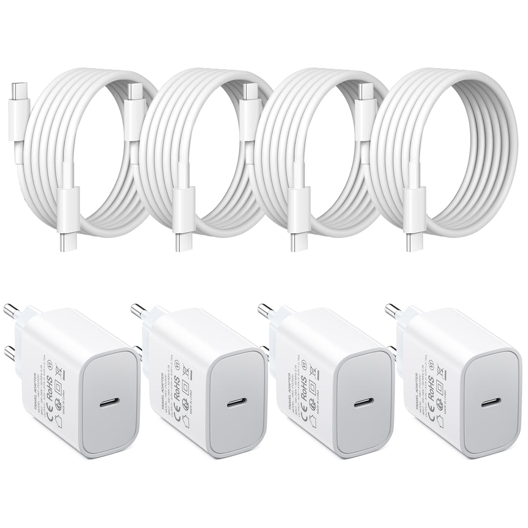 4er-Pack USB C 25W Ladegerät Ladekabel, Schnellladegerät PD3.0 Stecker Typ C, 25W USB C Handy Netzte