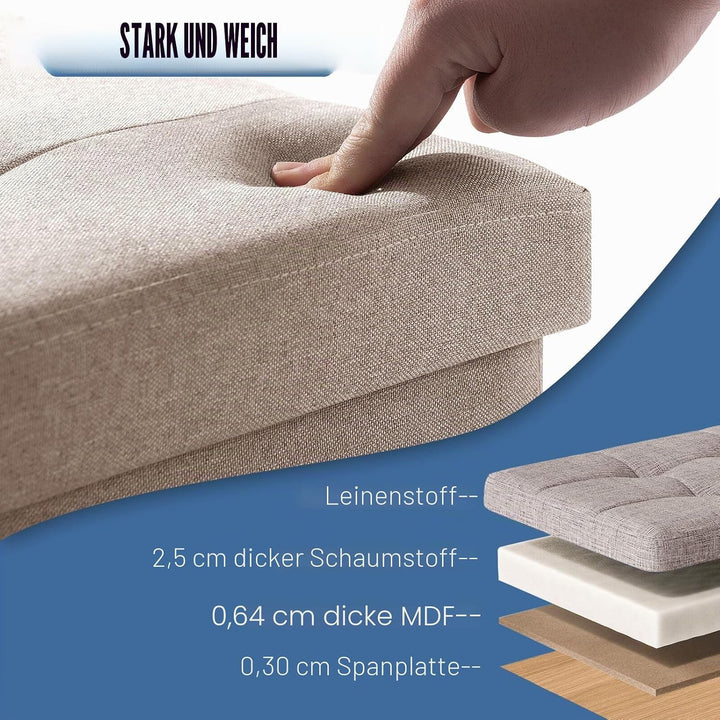 BRIAN & DANY Sitztruhe Sitzhocker Fusshocker mit Stauraum und Deckel mit Holzfüssen, 38 x 38 x 38 cm