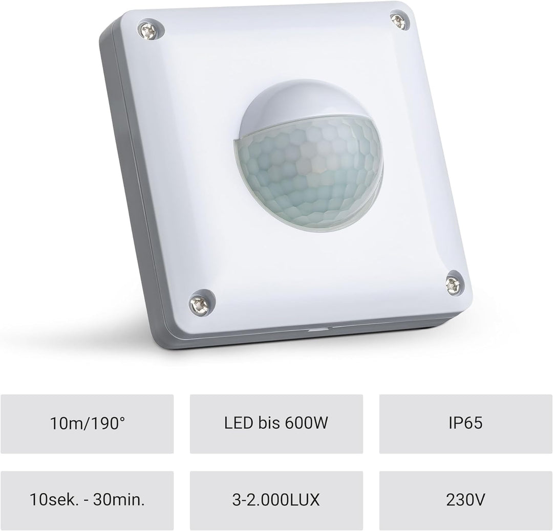 SEBSON Bewegungsmelder Aussen IP65-2er Set - Unterputz, LED geeignet, Wand Montage, IR Bewegungssens