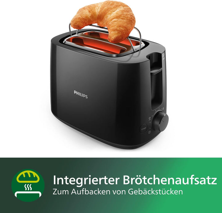 Philips Toaster – 2 Toastschlitze, 8 Stufen, Brötchenaufsatz, Auftaufunktion, Liftfunktion, Abschalt