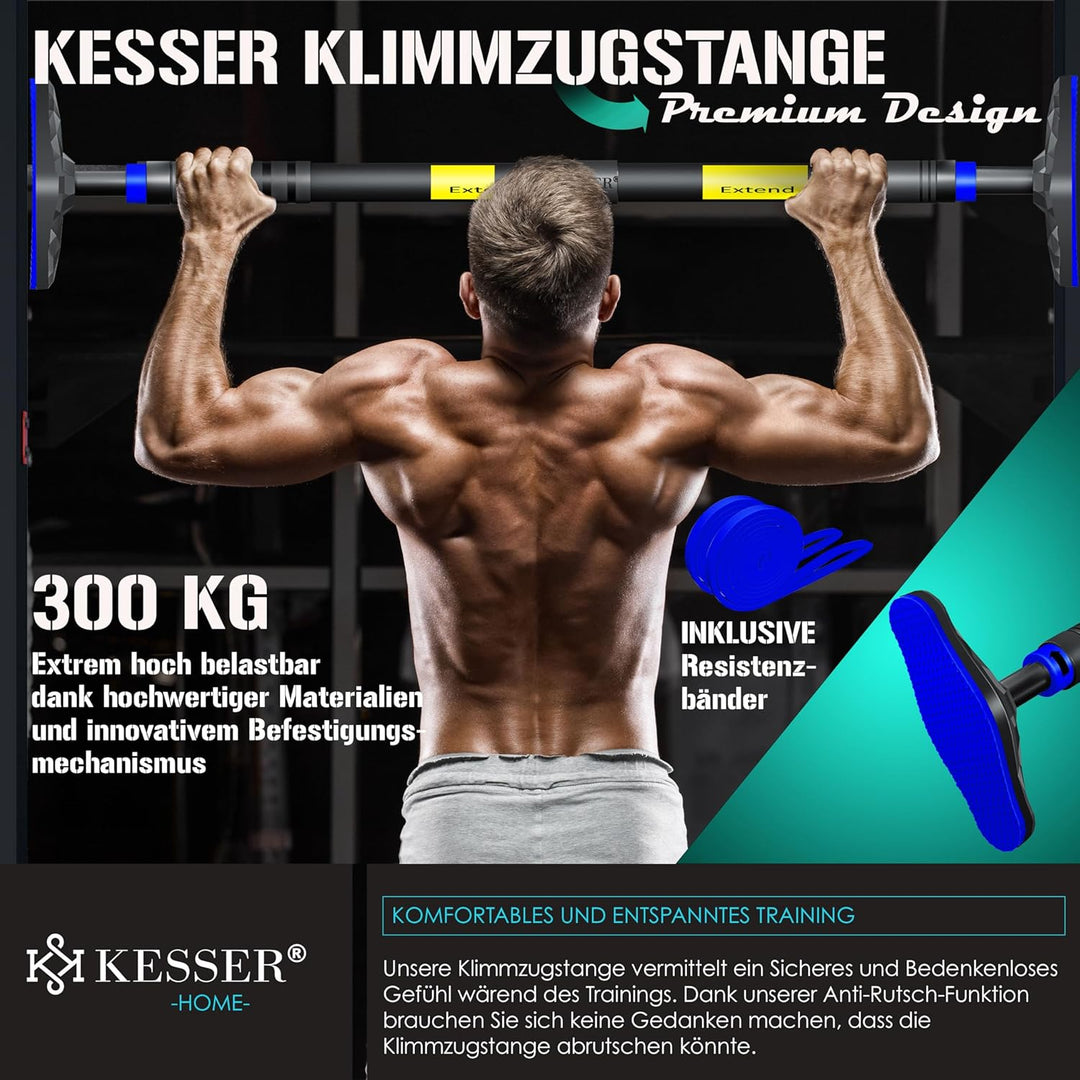 KESSER® Klimmzugstange Türrahmen verstellbar, Pull Up Bar Heimturnhalle, Reckstange ohne Schrauben/B