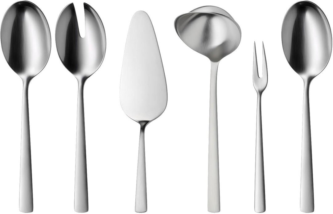 WMF Corvo Besteck Set 12 Personen, 66 teilig, 60 Teile mit Servierbesteck, Hohlheftmesser, Cromargan