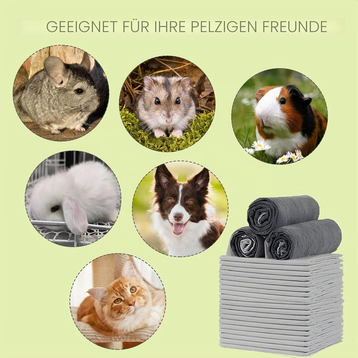 PIPI Matten für Kaninchen, Hygienematte für Meerschweinchen, 60 Stück Einweg-Käfigeinlagen mit Super