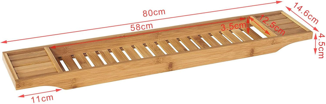 SoBuy Badewannenablage Bambus 80cm Badewannentablett Holz Wannenbrücke Extra Lang &amp; Lackiert für Gro